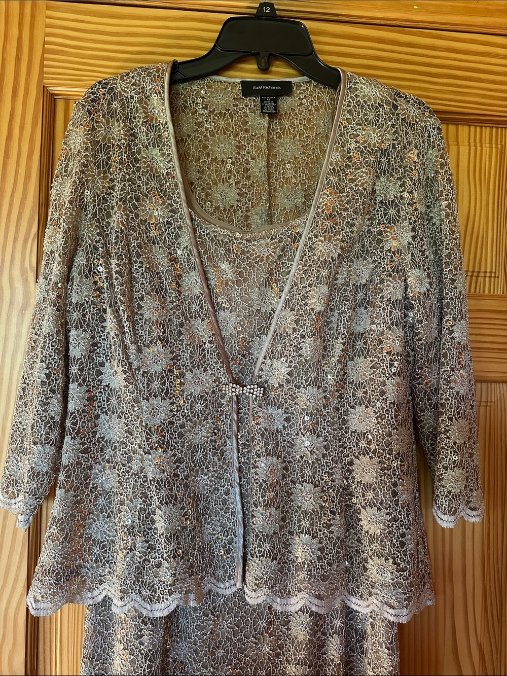 R&M Richards Bronze Floral Lace formal dress with Jacket - size 12